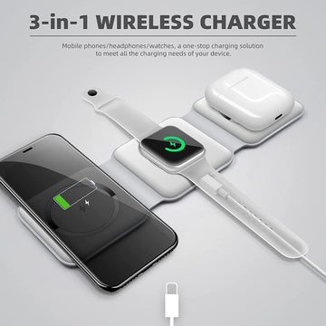 Wireless Charging Pad for Phone, Watch, and Earbuds – 3-in-1 Qi Fast Charger Dock