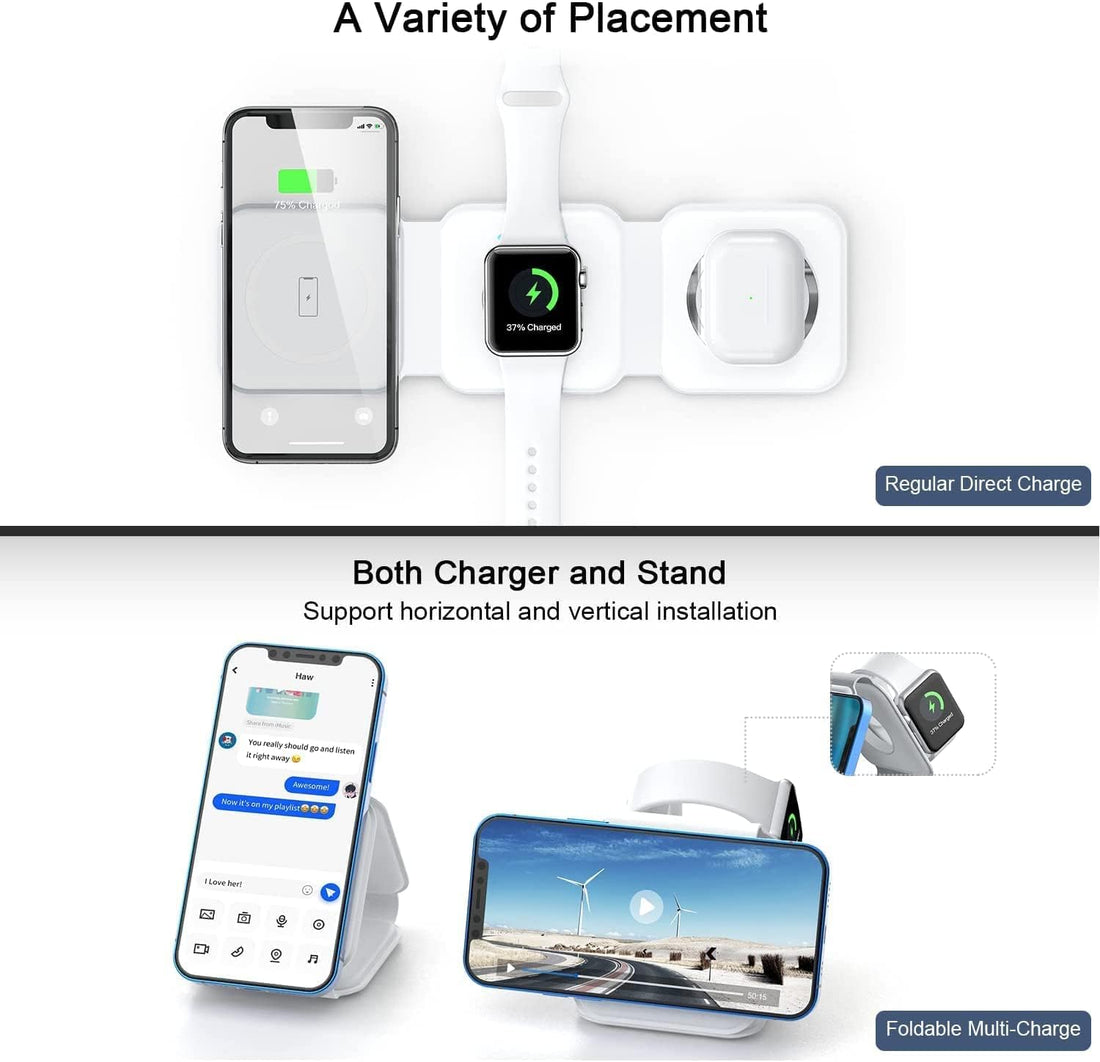 Wireless Charging Pad for Phone, Watch, and Earbuds – 3-in-1 Qi Fast Charger Dock
