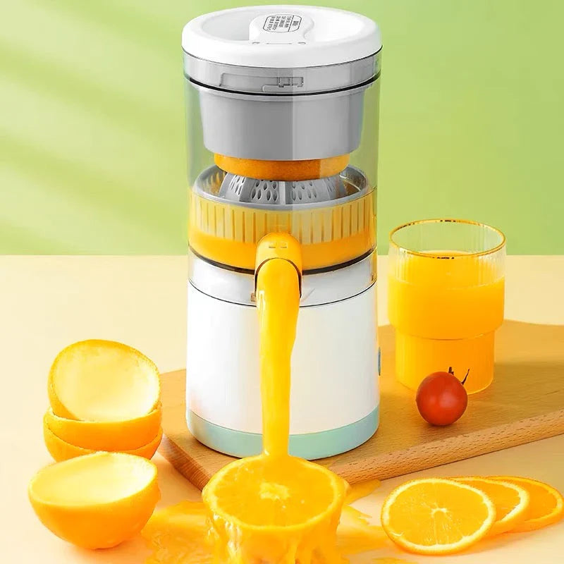 Electric fruit juicer with fast juice extraction and easy-pour design