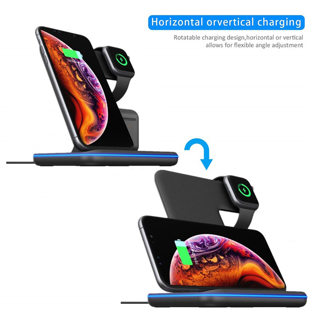 3-in-1 wireless charging stand for iPhone, Apple Watch, and AirPods with fast charge support
