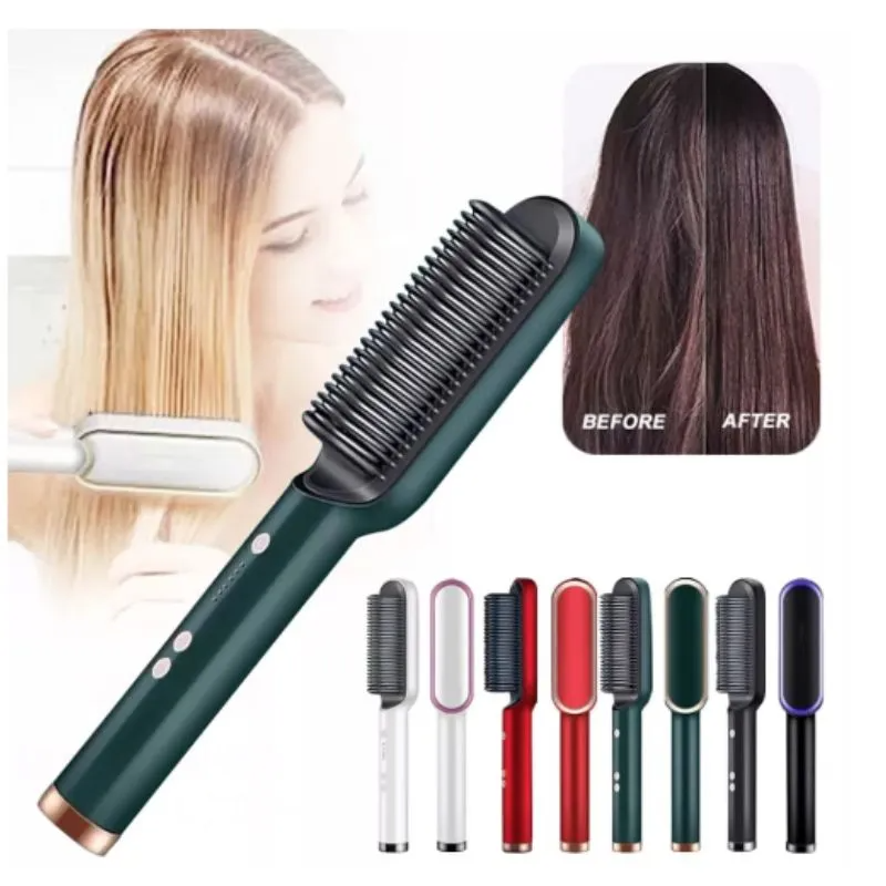 Hair Straightener Comb for Quick, Frizz-Free Styling – Ceramic Heated Brush