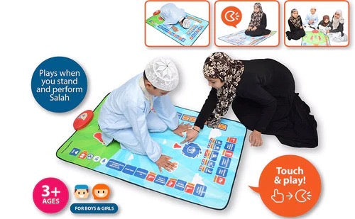 Interactive kids Salah mat with audio guidance for Islamic prayer learning