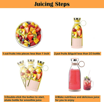Portable USB smoothie maker bottle with rechargeable blender for protein shakes and fruit drinks