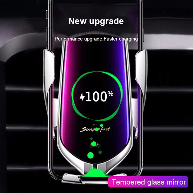 Smart car mount wireless charger with auto-clamp and 15W fast charging for iPhone and Android