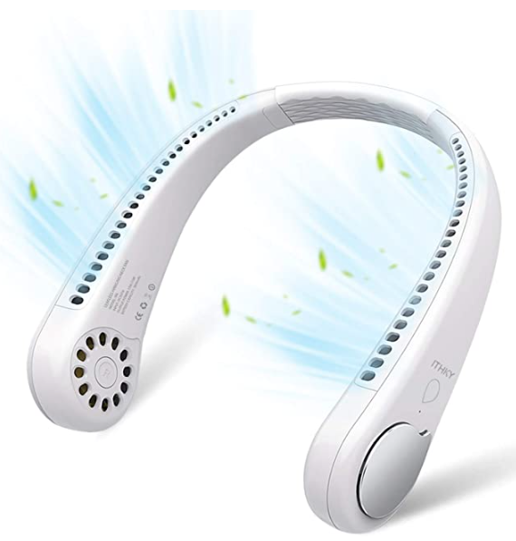 Vaneless wearable neck fan for hands-free cooling, portable and USB rechargeable device
